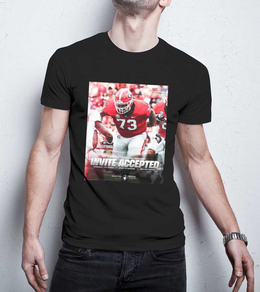 Xavier Truss Georgia Bulldogs 73 East-West Shrine Bowl Invite Accepted January 30 2025 AT&T Stadium NFL Network Benefiting Shriners Children's T-Shirt
