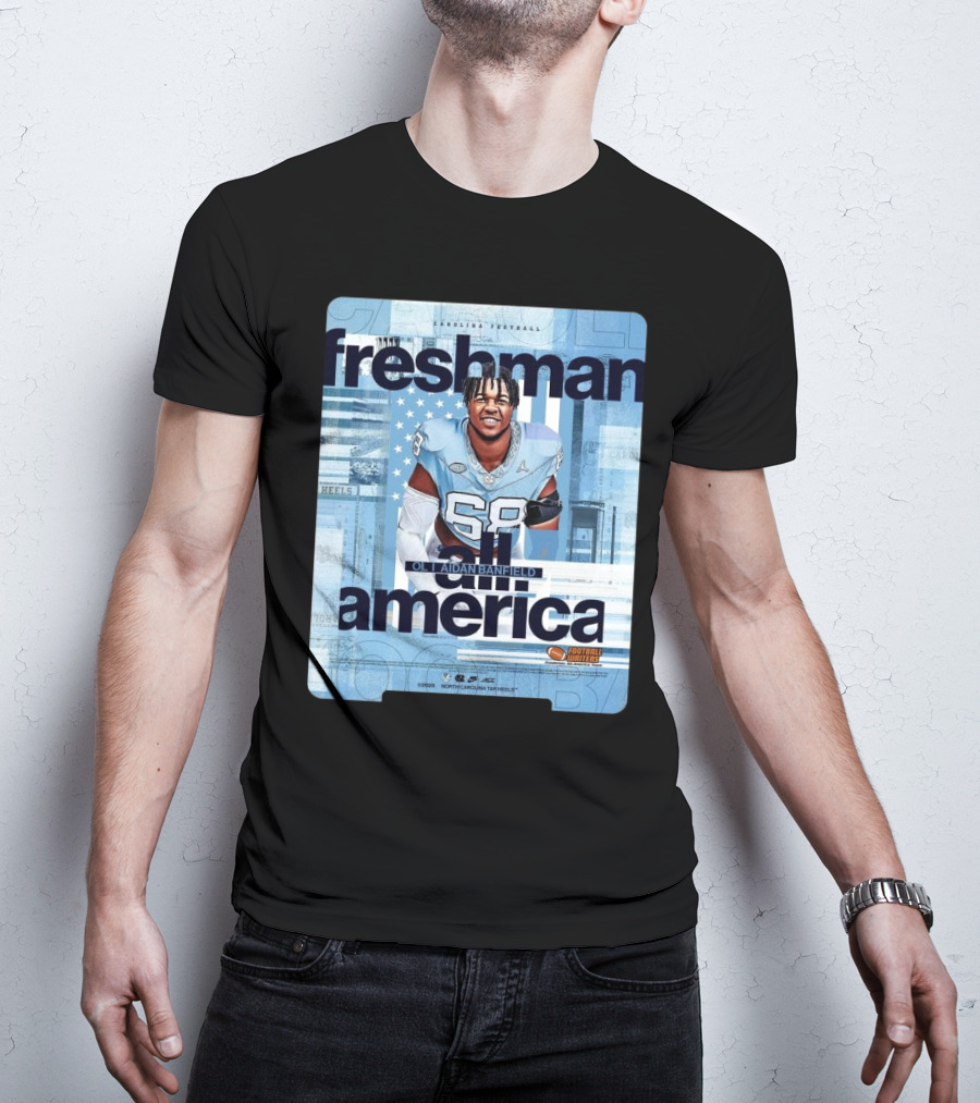 North Carolina Tar Heels Football Freshman America OL Aidan Banfield Football Writers T-Shirt