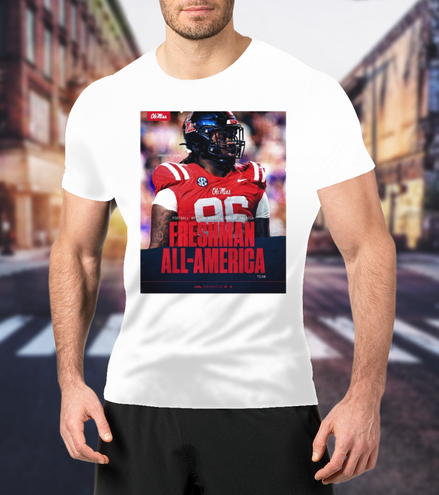 Ole Miss Rebels Jamarious Brown Freshman All-America Football Writers Association Team T-Shirt