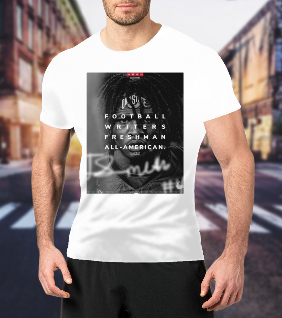 Jeremiah Smith Ohio State Buckeyes Football Writers Freshman All-American T-Shirt