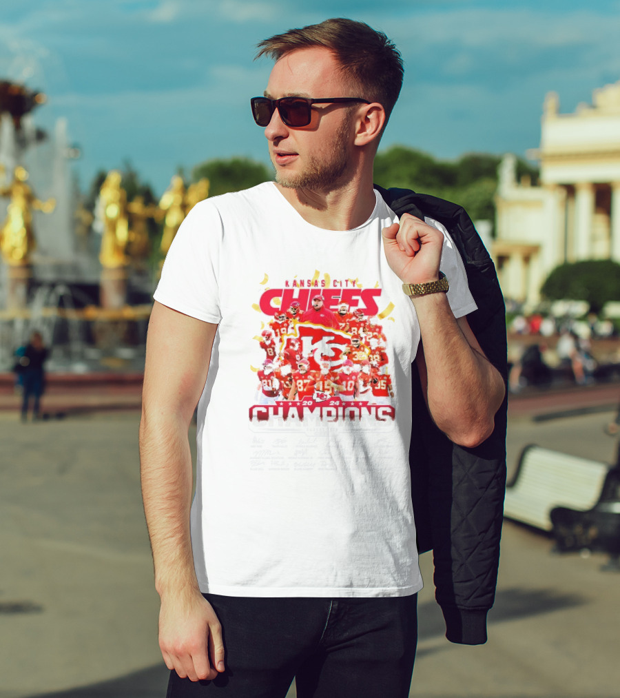 Kansas City Chiefs 2024 AFC Champions Team Signatures Collection T-Shirt
