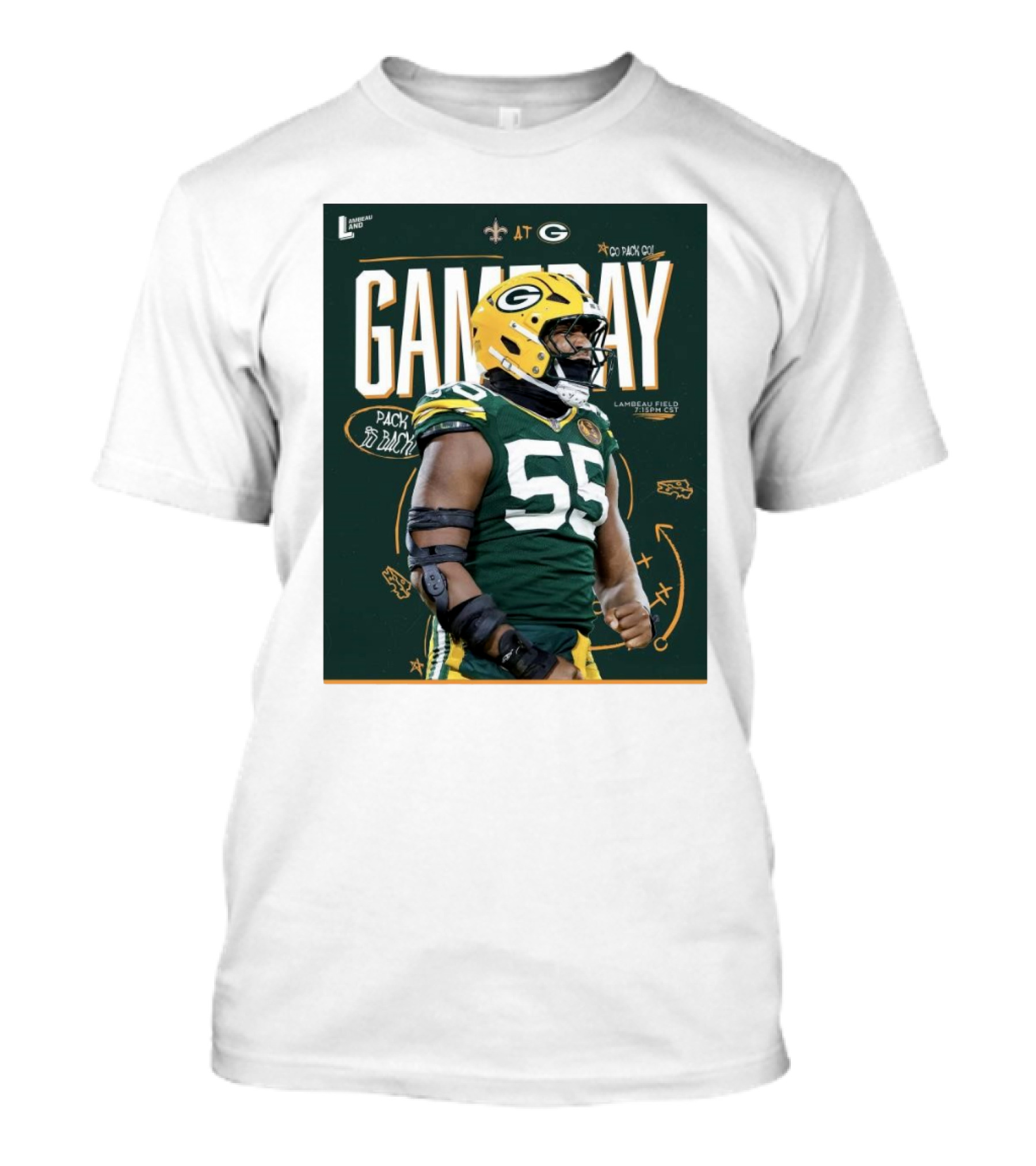 Kingsley Enagbare New Orleans Saints At Green Bay Packers Gameday Lambeau Field Pack Go Back T-Shirt