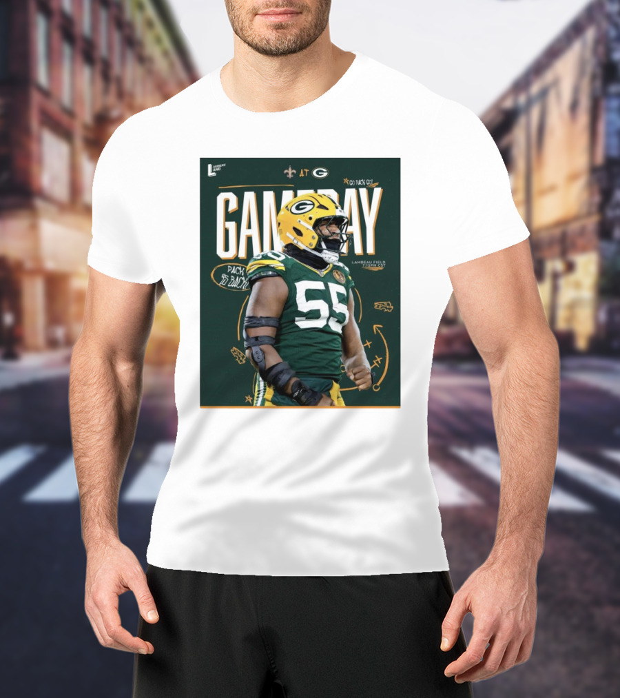Kingsley Enagbare New Orleans Saints At Green Bay Packers Gameday Lambeau Field Pack Go Back T-Shirt