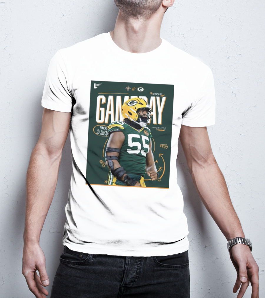 Kingsley Enagbare New Orleans Saints At Green Bay Packers Gameday Lambeau Field Pack Go Back T-Shirt