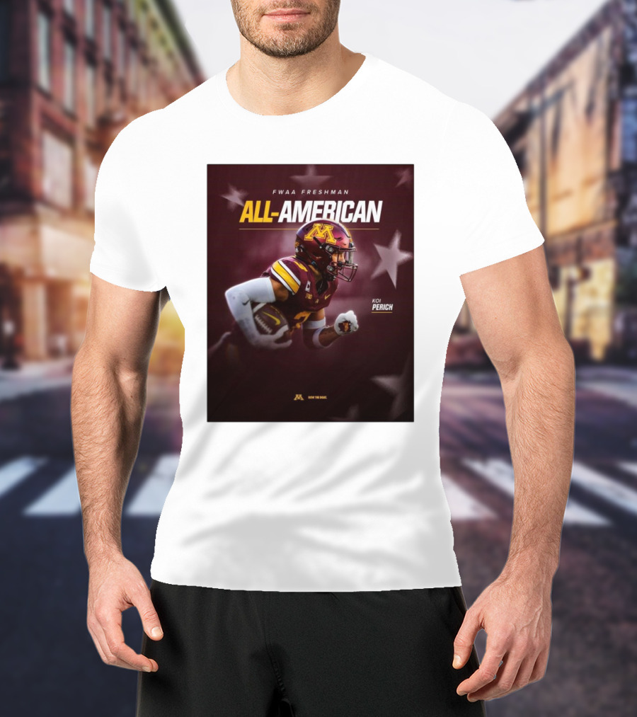FWAA Freshman All-American Koi Perich Minnesota Golden Gophers Row The Boat T-Shirt