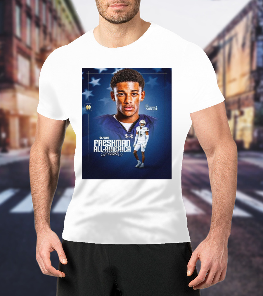 Notre Dame Fighting Irish Leonard Moore FWAA Freshman All-America Team Cornerback T-Shirt
