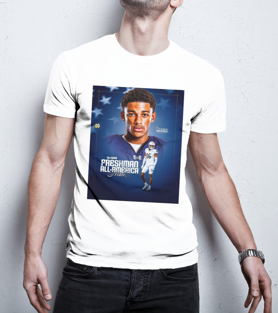 Notre Dame Fighting Irish Leonard Moore FWAA Freshman All-America Team Cornerback T-Shirt