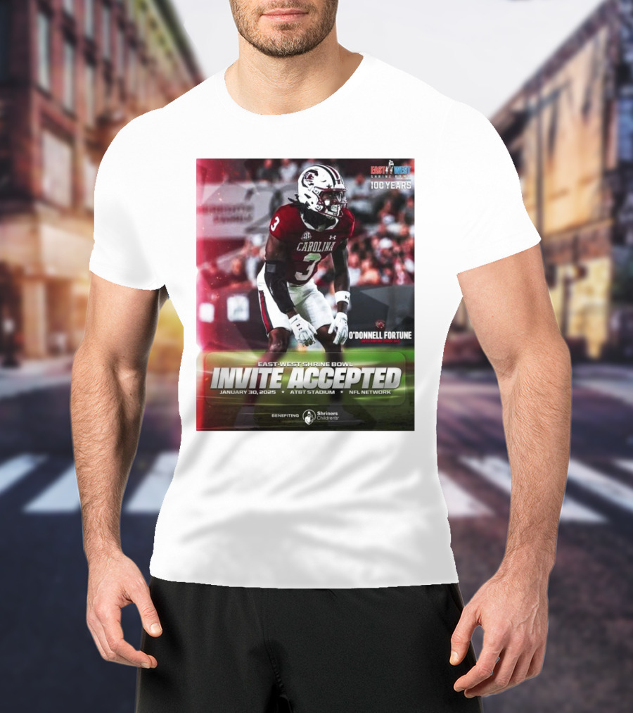 East-West Shrine Bowl Invite Accepted O'Donnell Fortune South Carolina Gamecocks January 30 2025 AT&T Stadium NFL Network T-Shirt