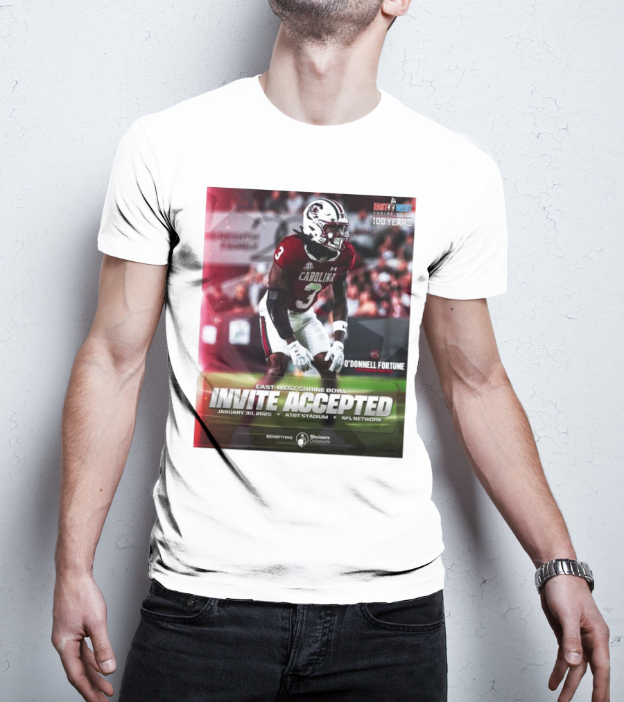 East-West Shrine Bowl Invite Accepted O'Donnell Fortune South Carolina Gamecocks January 30 2025 AT&T Stadium NFL Network T-Shirt