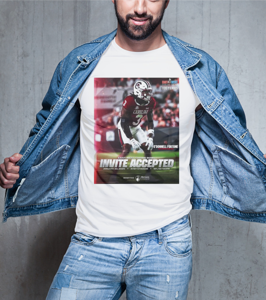 East-West Shrine Bowl Invite Accepted O'Donnell Fortune South Carolina Gamecocks January 30 2025 AT&T Stadium NFL Network T-Shirt