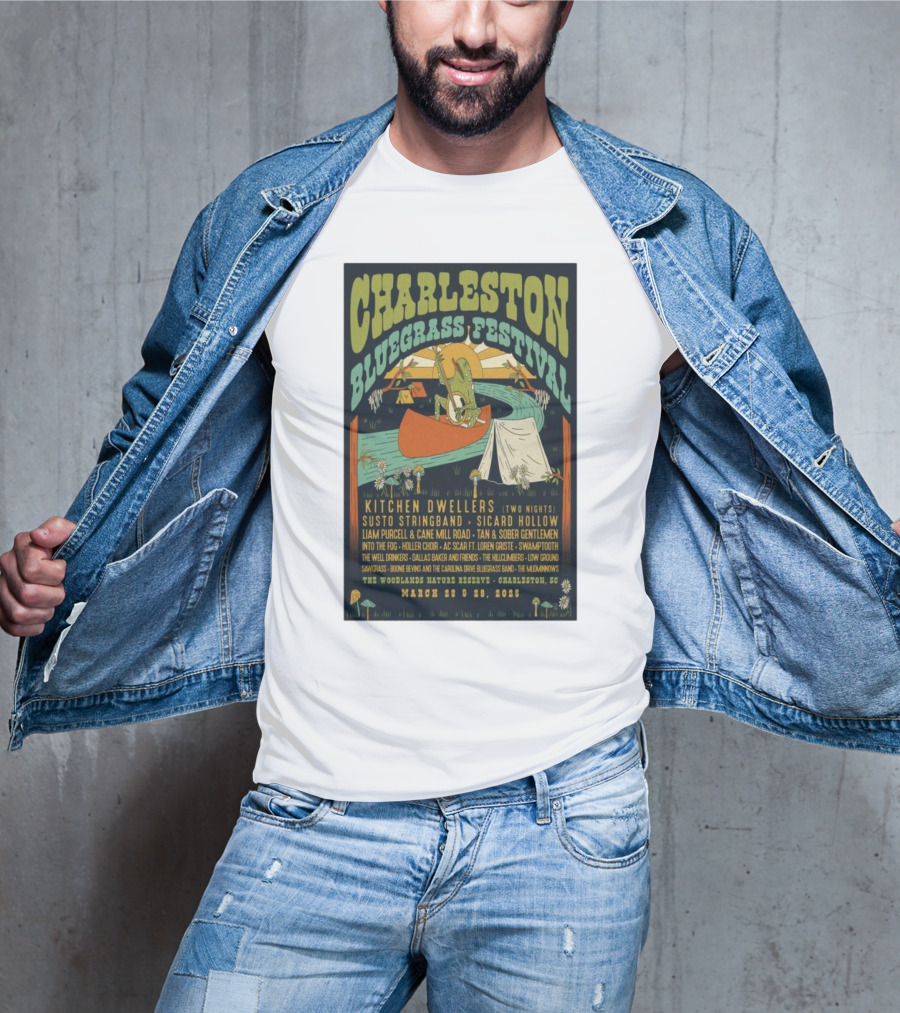 Charleston Bluegrass Festival March 28-29 2025 Kitchen Dwellers Susto Stringband Sacrad Hollow Nature Reserve Charleston SC T-Shirt