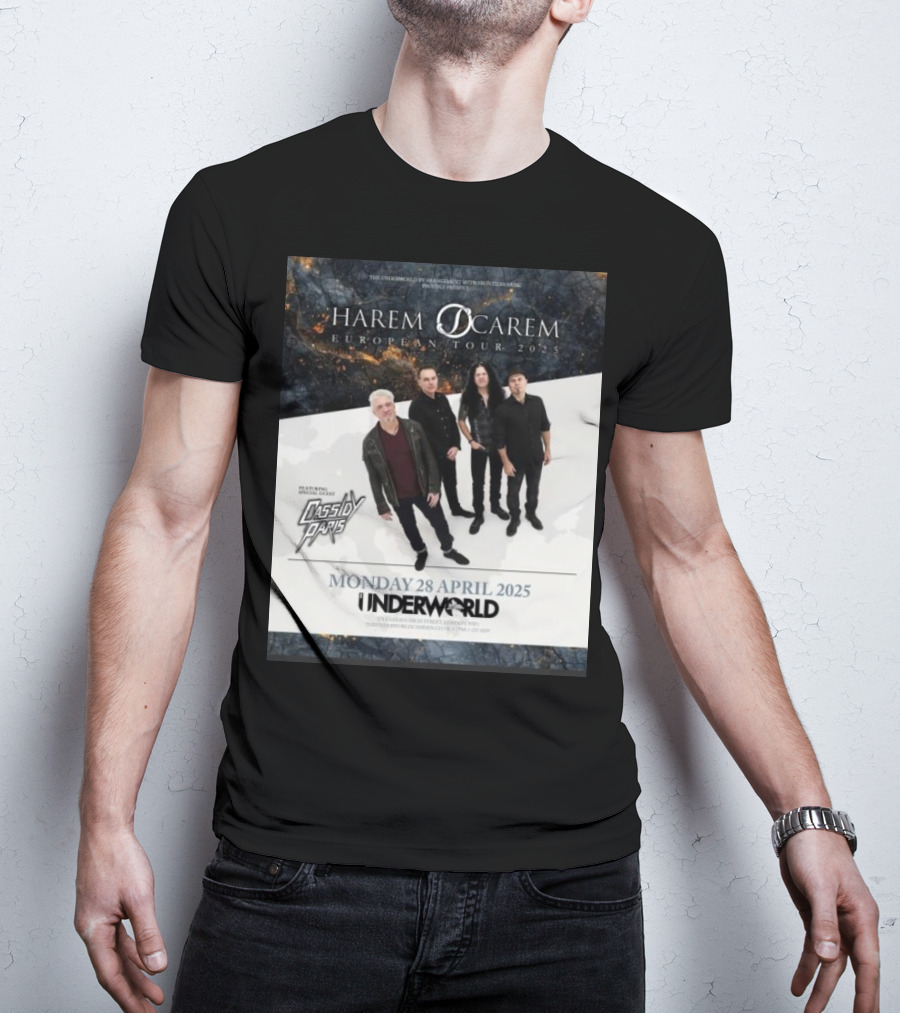 Harem Scarem European Tour 2025 Featuring Cassidy Paris Monday 28 April Underworld London T-Shirt