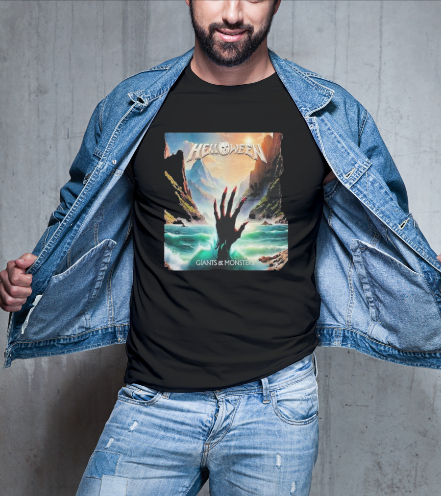 Helloween Giants & Monsters Album Art With Raising Hand In Ocean Released August 29th 2025 T-Shirt