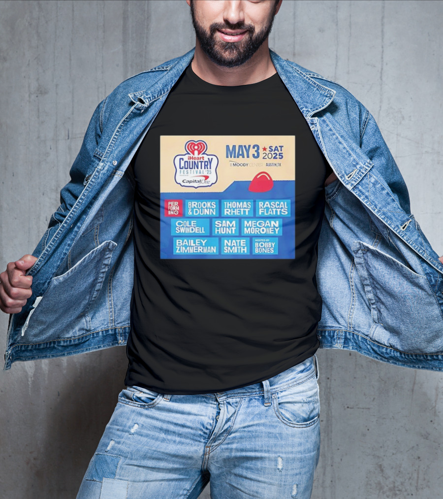 I Heart Country Festival 2025 Lineup Featuring Brooks & Dunn Thomas Rhett Rascal Flatts May 3 Austin TX T-Shirt