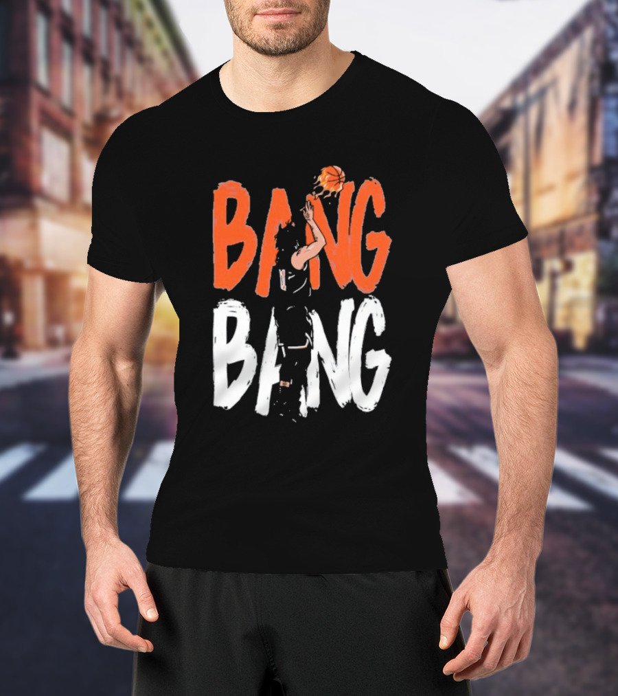 Jalen Brunson Basketball Bang Bang Orange White Combination T-Shirt