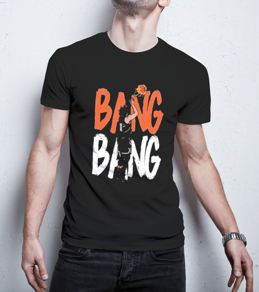 Jalen Brunson Basketball Bang Bang Orange White Combination T-Shirt