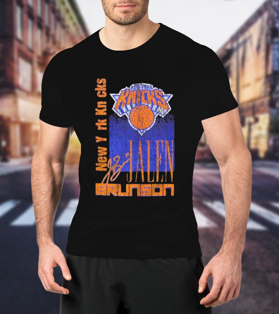 New York Knicks Jalen Brunson NBA Player Signature T-Shirt