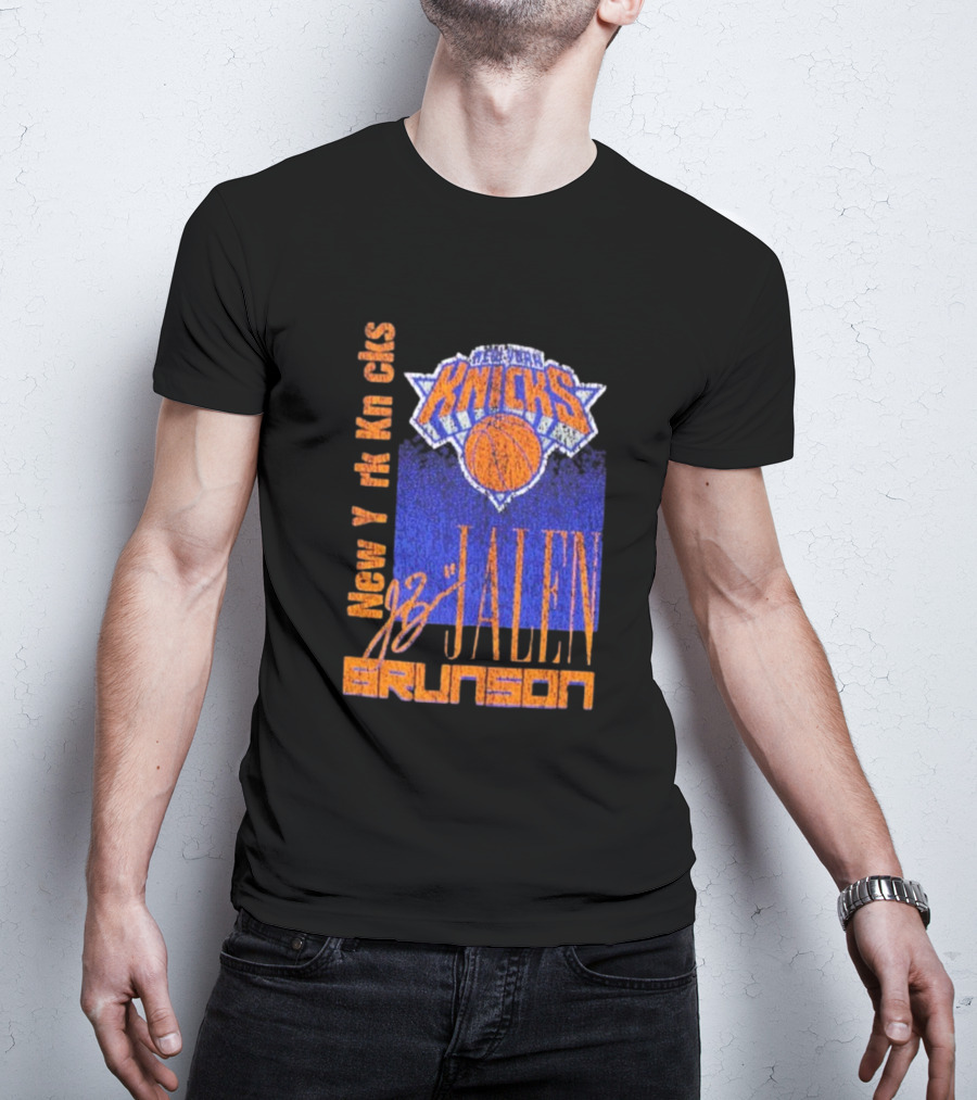 New York Knicks Jalen Brunson NBA Player Signature T-Shirt