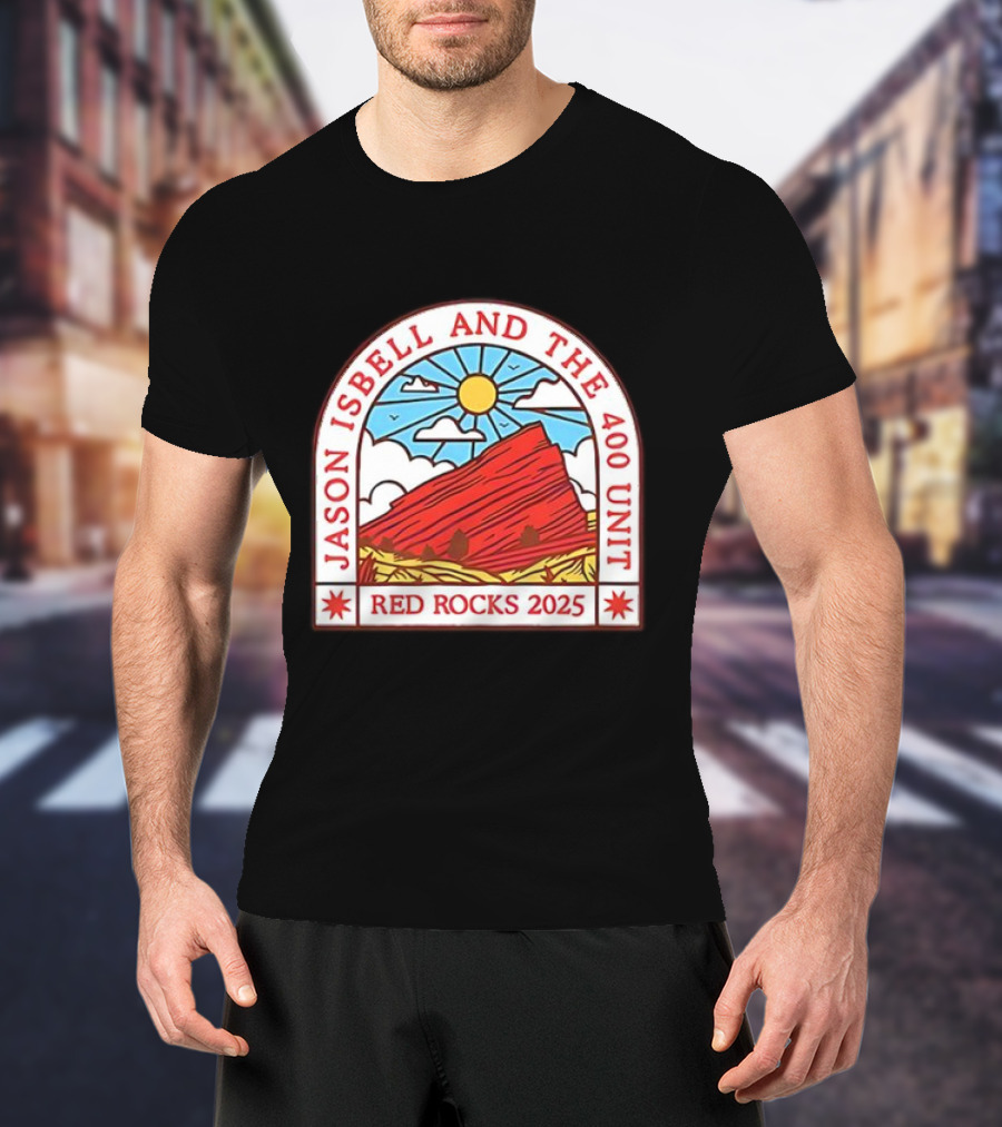 Jason Isbell And The 400 Unit Red Rocks 2025 Sun And Mountains T-Shirt