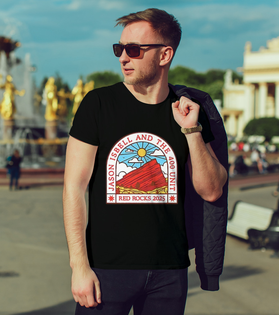 Jason Isbell And The 400 Unit Red Rocks 2025 Sun And Mountains T-Shirt
