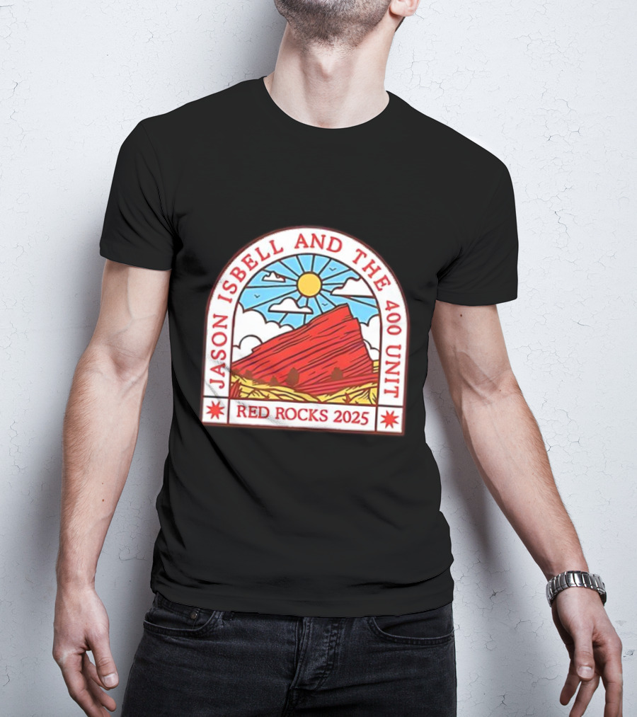 Jason Isbell And The 400 Unit Red Rocks 2025 Sun And Mountains T-Shirt