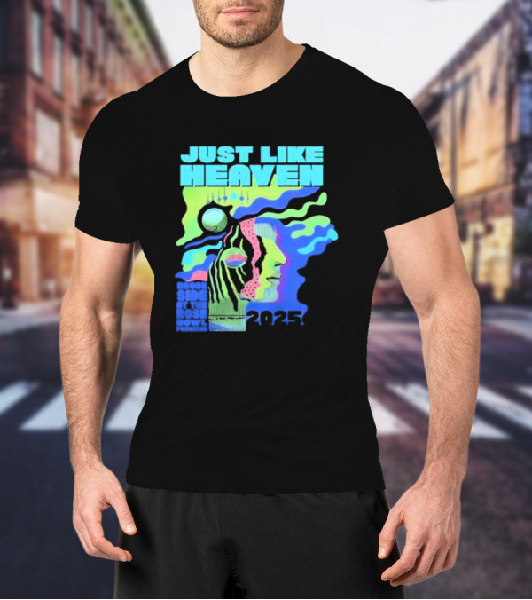 Just Like Heaven Time And Space 2025 Psychedelic Face And Abstract Cosmic Imagery T-Shirt