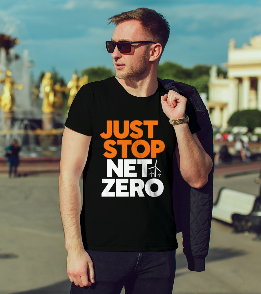 Just Stop Net Zero Wind Turbine Icon T-Shirt