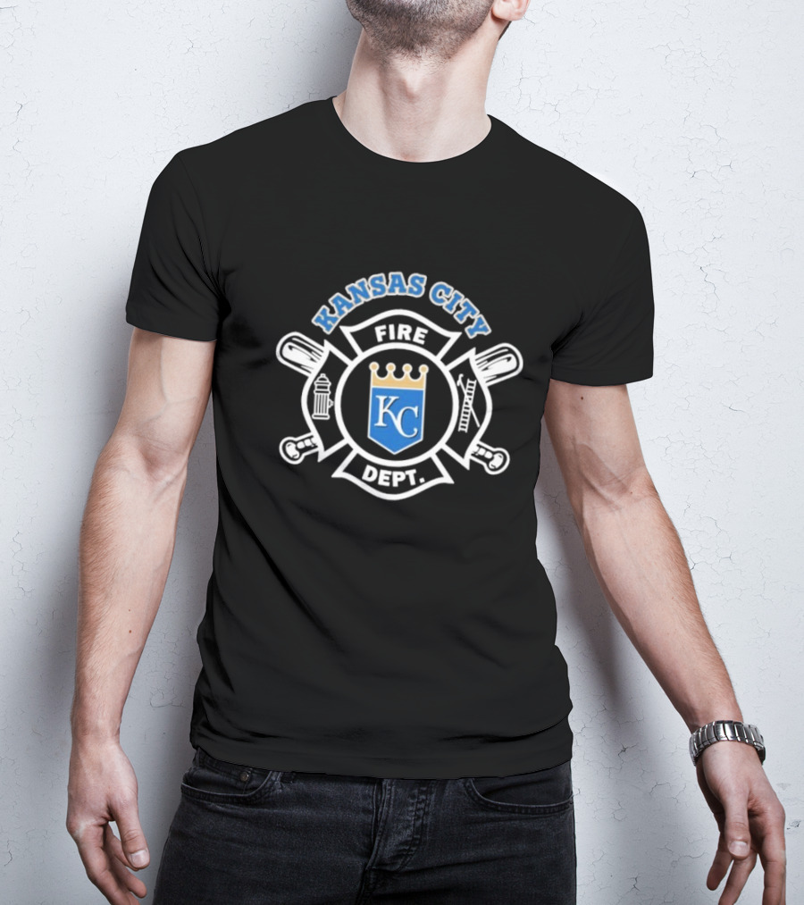 Kansas City Fire Dept KC Royals Crown Badge Firefighters T-Shirt