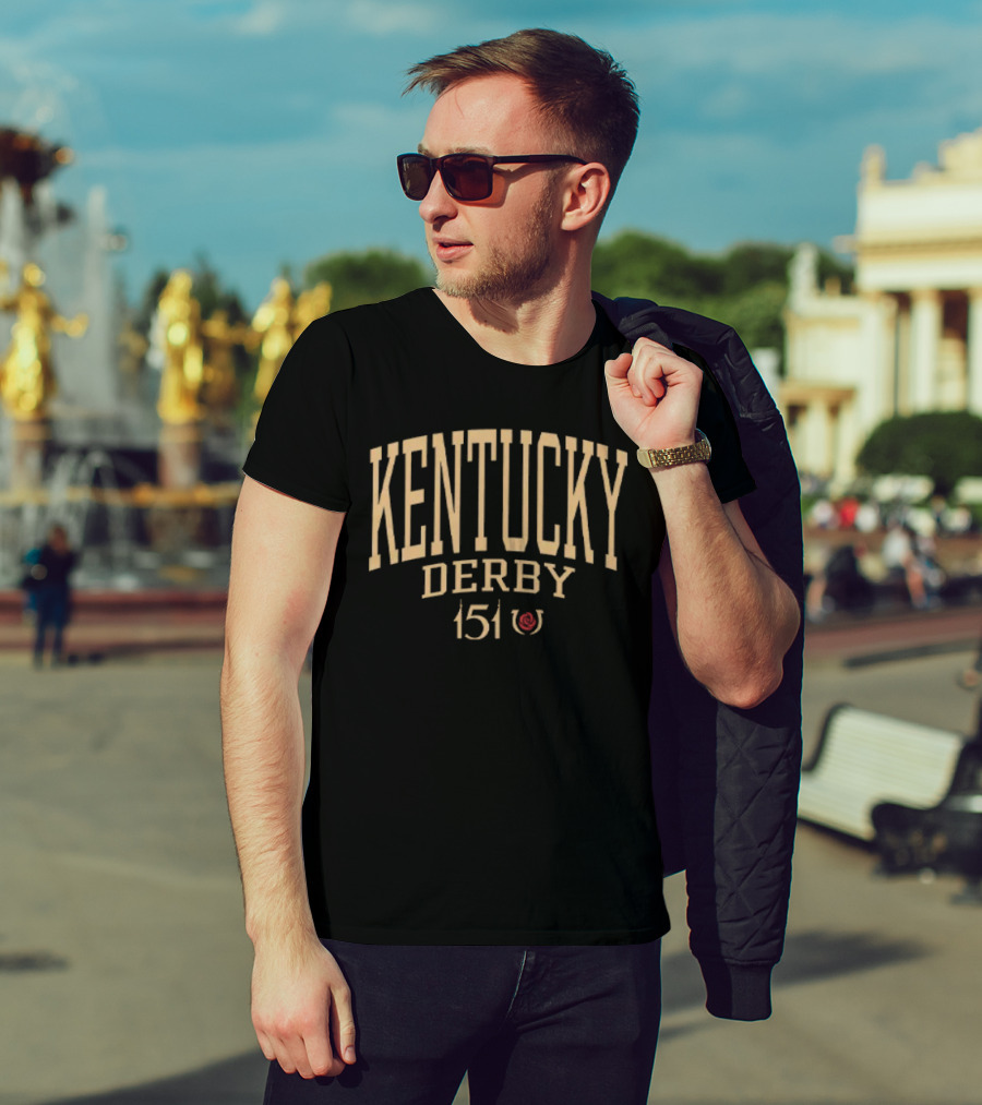 Kentucky Derby 151 Event Typography With Horseshoe Icon T-Shirt