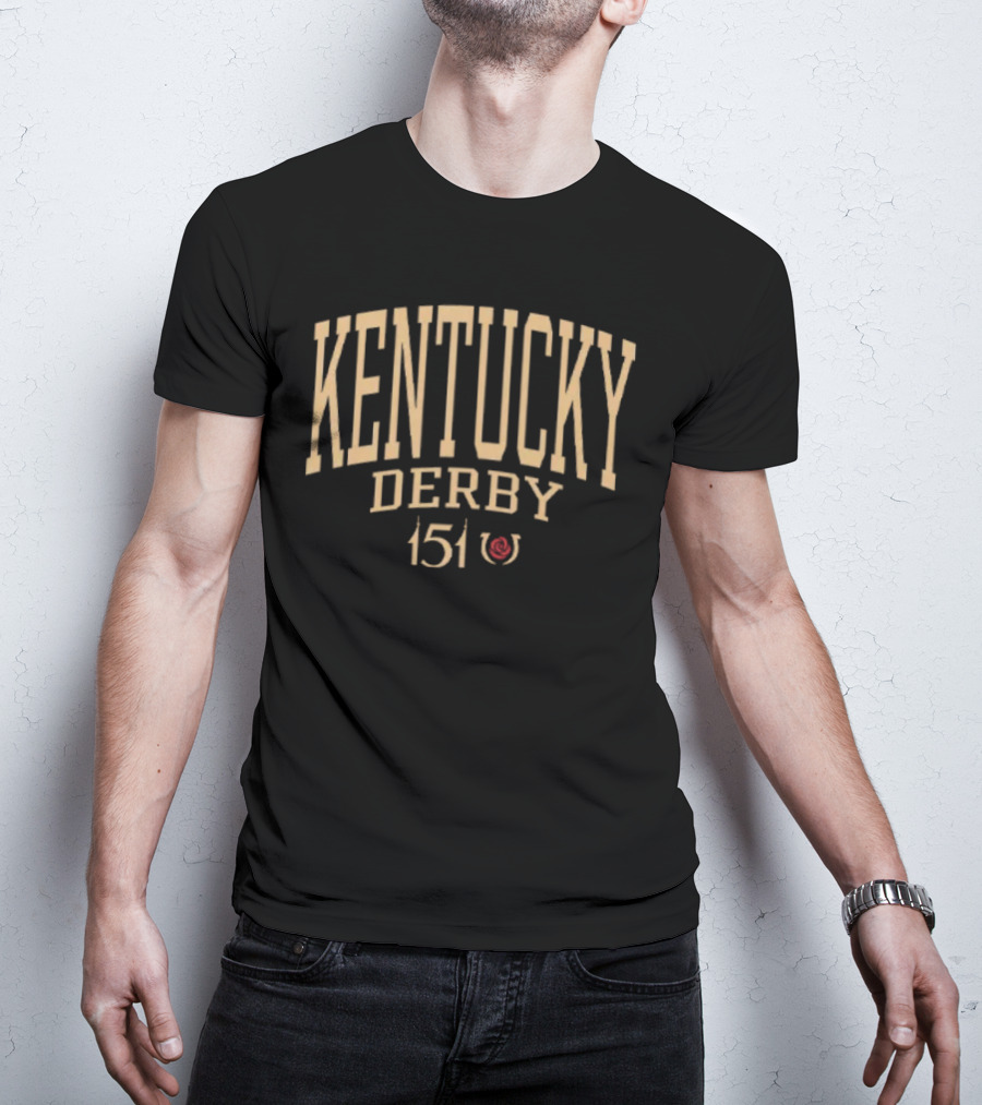 Kentucky Derby 151 Event Typography With Horseshoe Icon T-Shirt