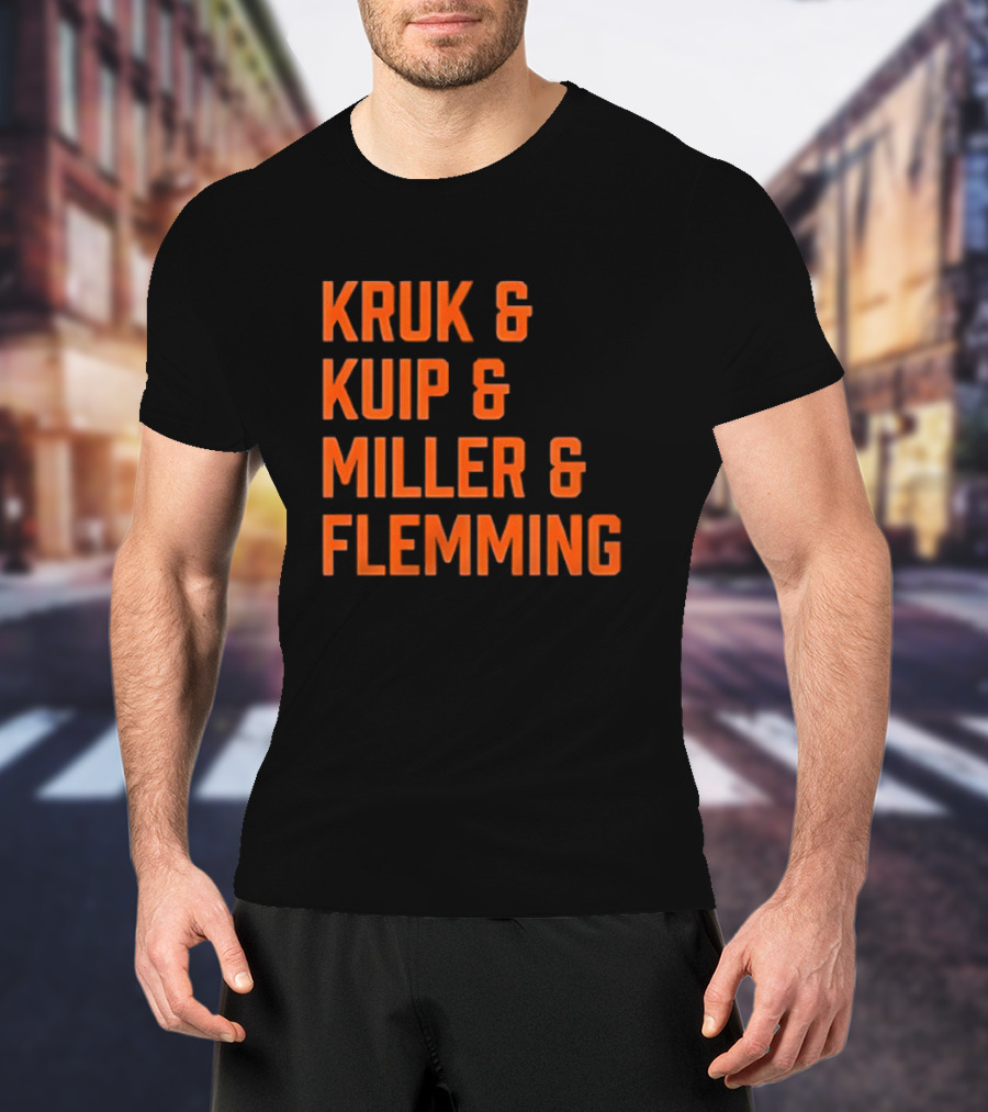 Kruk Kuip Miller Flemming Baseball Broadcasters Orange Text T-Shirt