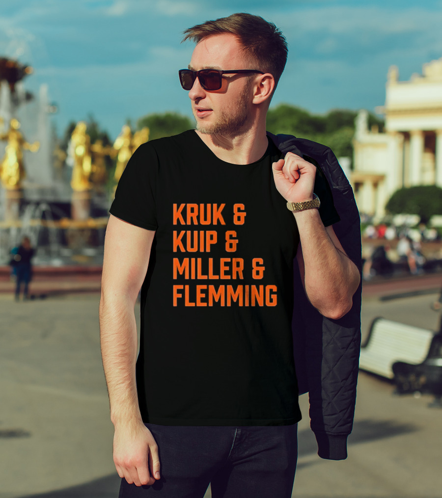 Kruk Kuip Miller Flemming Baseball Broadcasters Orange Text T-Shirt