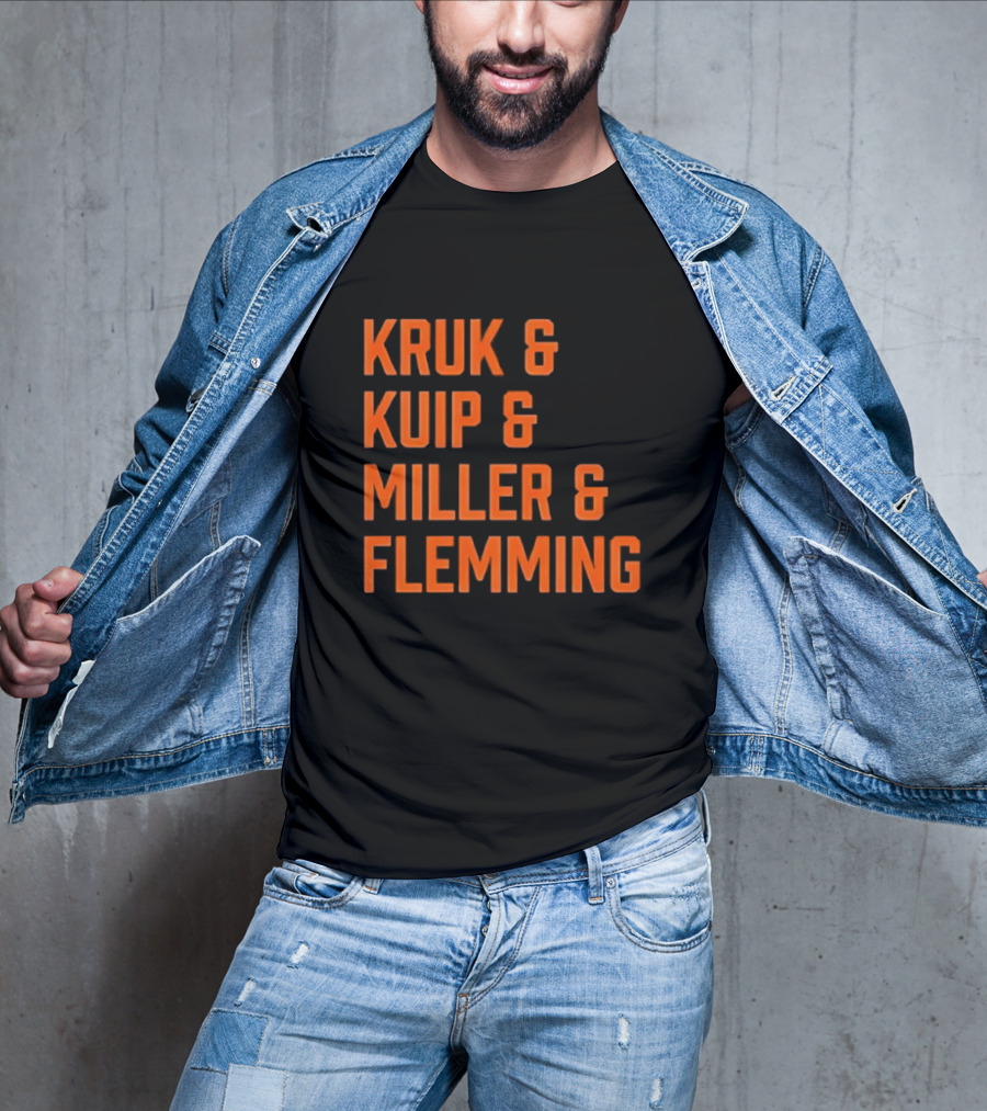 Kruk Kuip Miller Flemming Baseball Broadcasters Orange Text T-Shirt