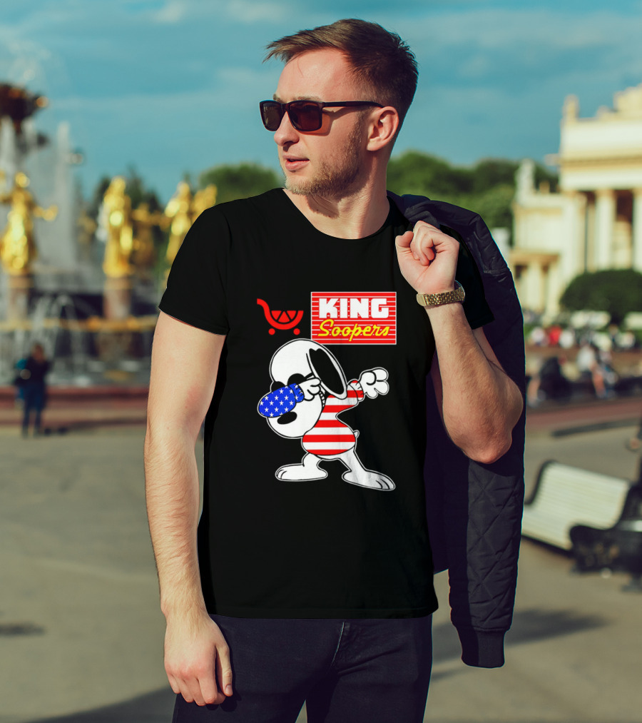 King Soopers Snoopy Dabbing USA Flag Style T-Shirt
