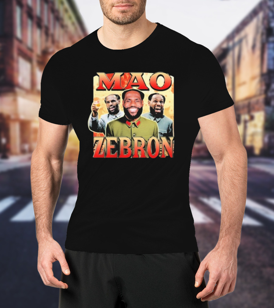 Mao Zebron Lebron James Fusion In Vintage Propaganda Style T-Shirt