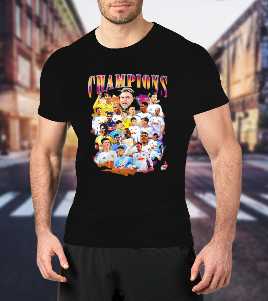 Leeds United FC Champions 2025 Players Montage T-Shirt