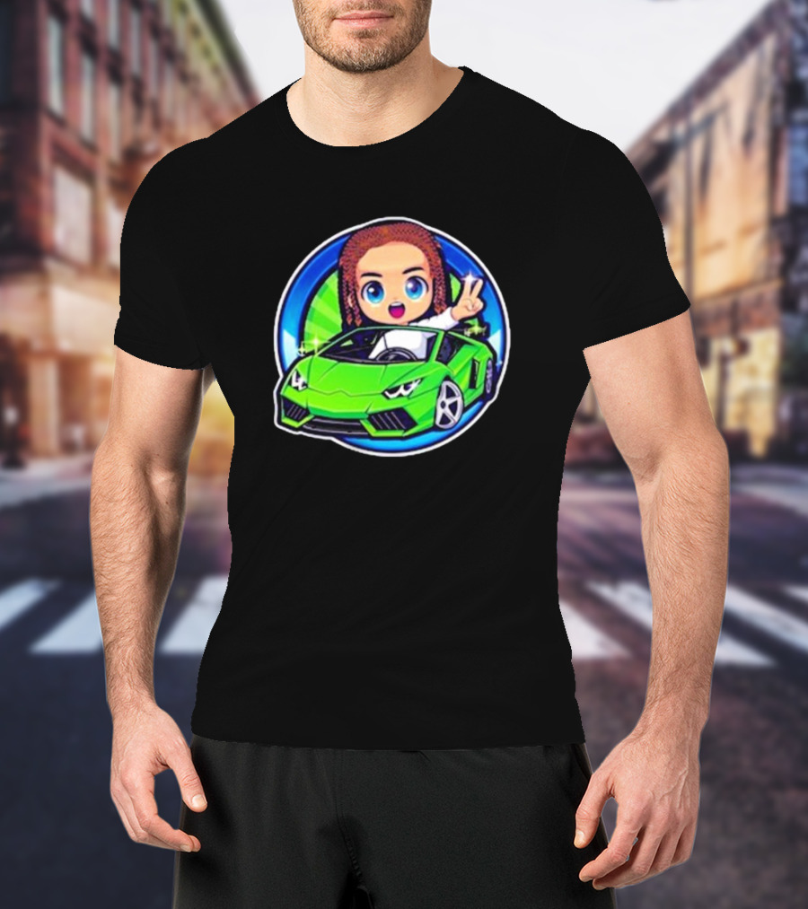 Leontin Car 2024 Cartoon Character In Green Sports Car With Peace Sign T-Shirt