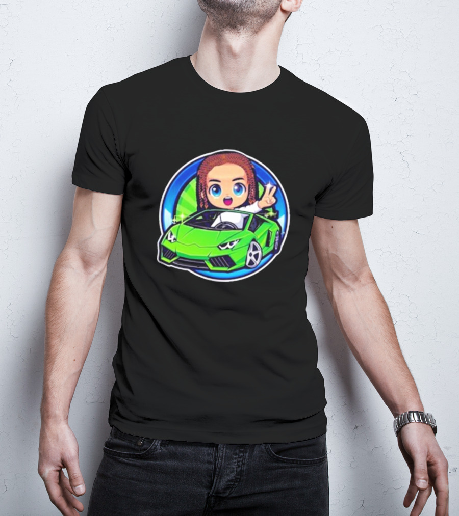 Leontin Car 2024 Cartoon Character In Green Sports Car With Peace Sign T-Shirt