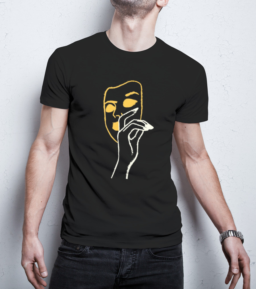 Liam St John Little White Lies Mask Abstract Line Art T-Shirt