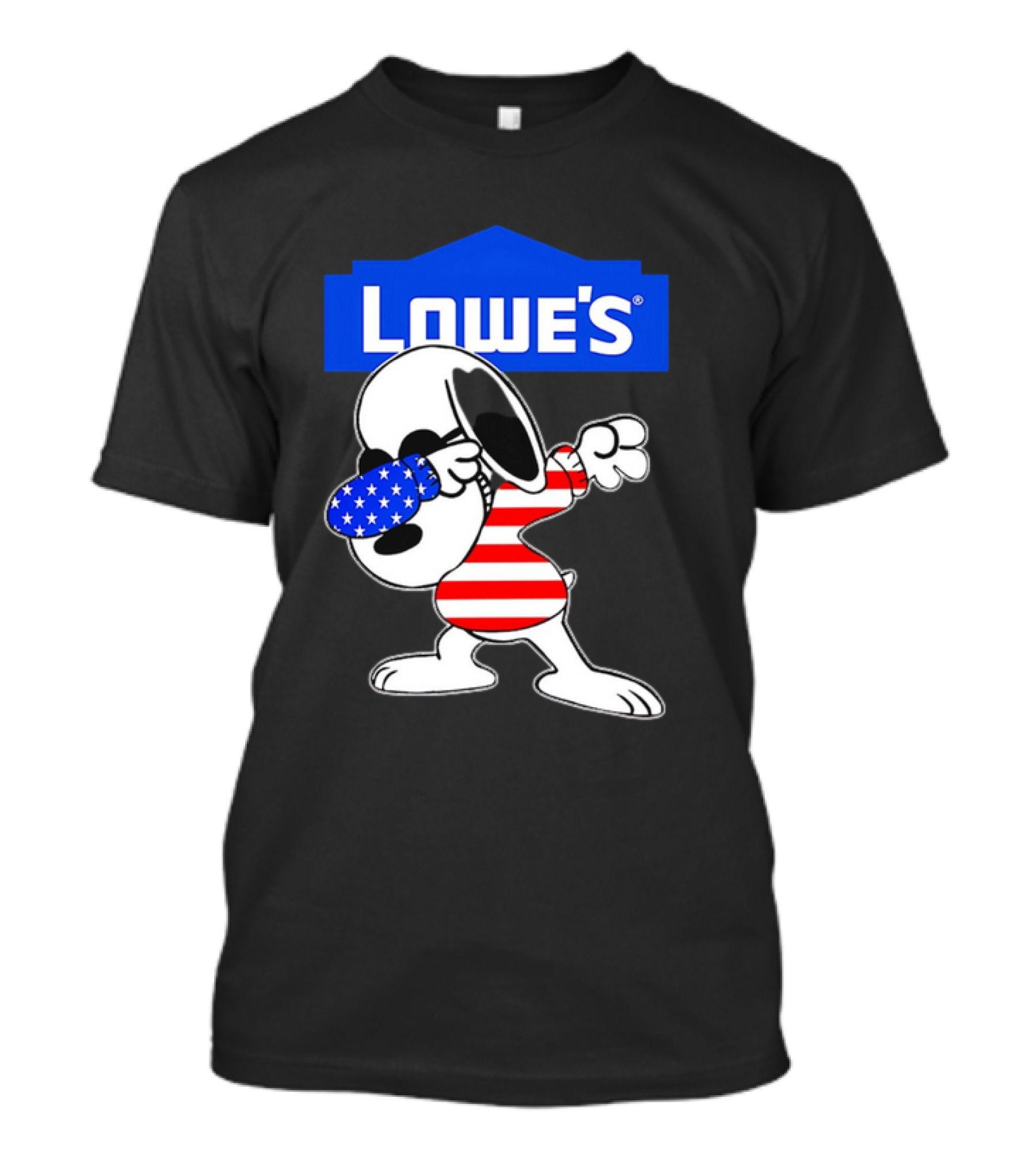 Lowe's Snoopy Dabbing American Flag Stripes T-Shirt