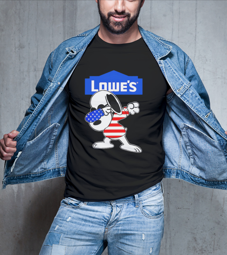Lowe's Snoopy Dabbing American Flag Stripes T-Shirt