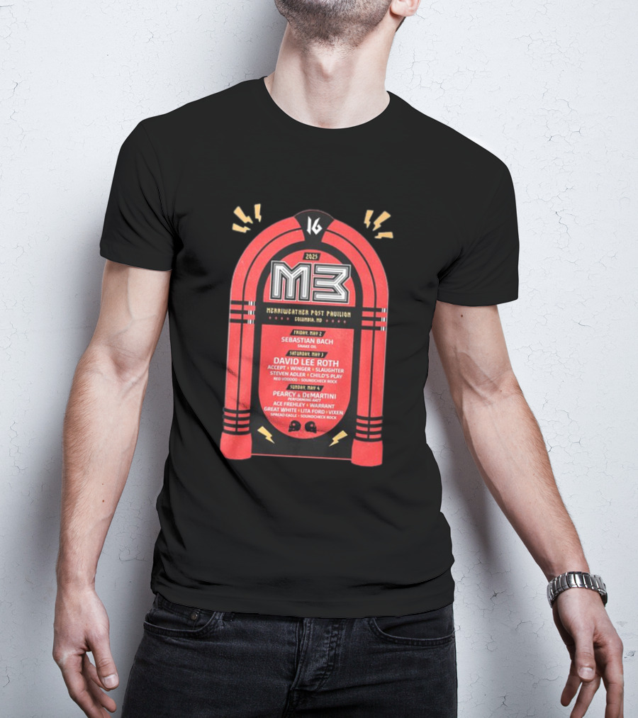 M3 Rock Music Festival 2025 Lineup Merriweather Post Pavilion Columbia MD Sebastian Bach David Lee Roth T-Shirt