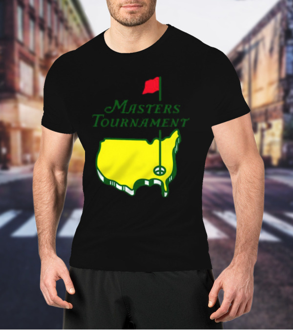 Masters Tournament Yellow Map With Red Flag T-Shirt