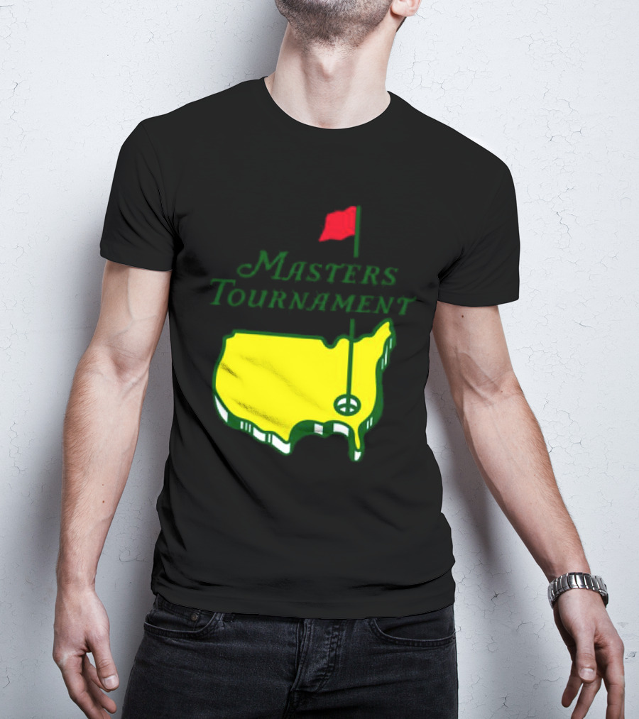 Masters Tournament Yellow Map With Red Flag T-Shirt