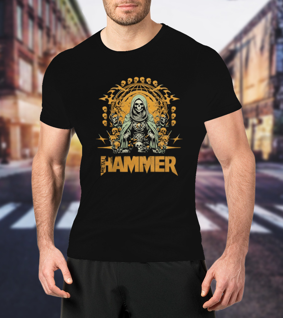 Metal Hammer Skull Wreath Grim Reaper T-Shirt