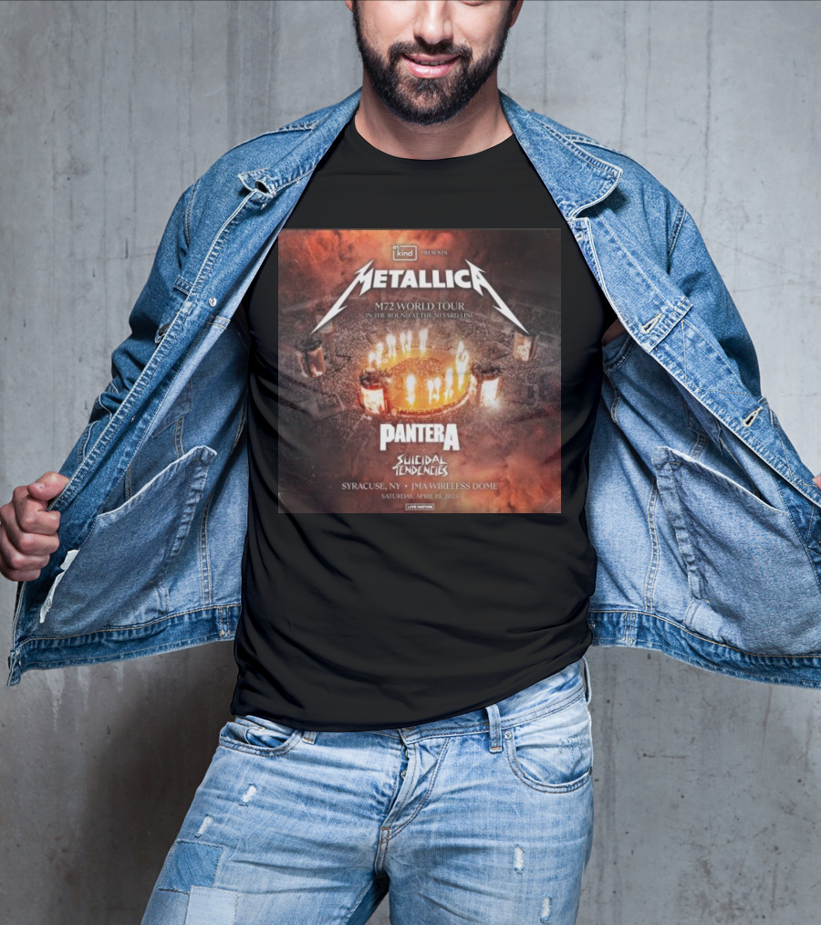 Metallica M72 World Tour In The Round 50 Yard Line 2025 Pantera Suicidal Tendencies Syracuse NY JMA Wireless Dome April 19 T-Shirt