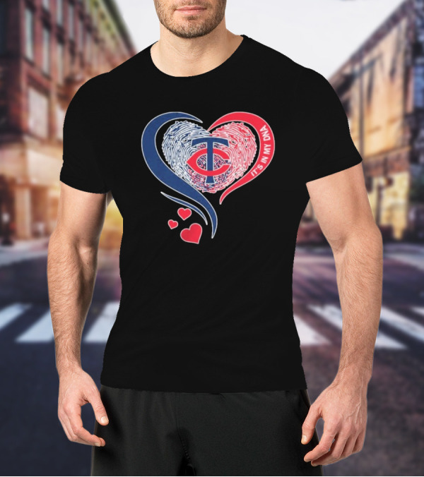 Minnesota Twins TC Logo It's In My DNA Heart Fingerprint Pattern T-Shirt