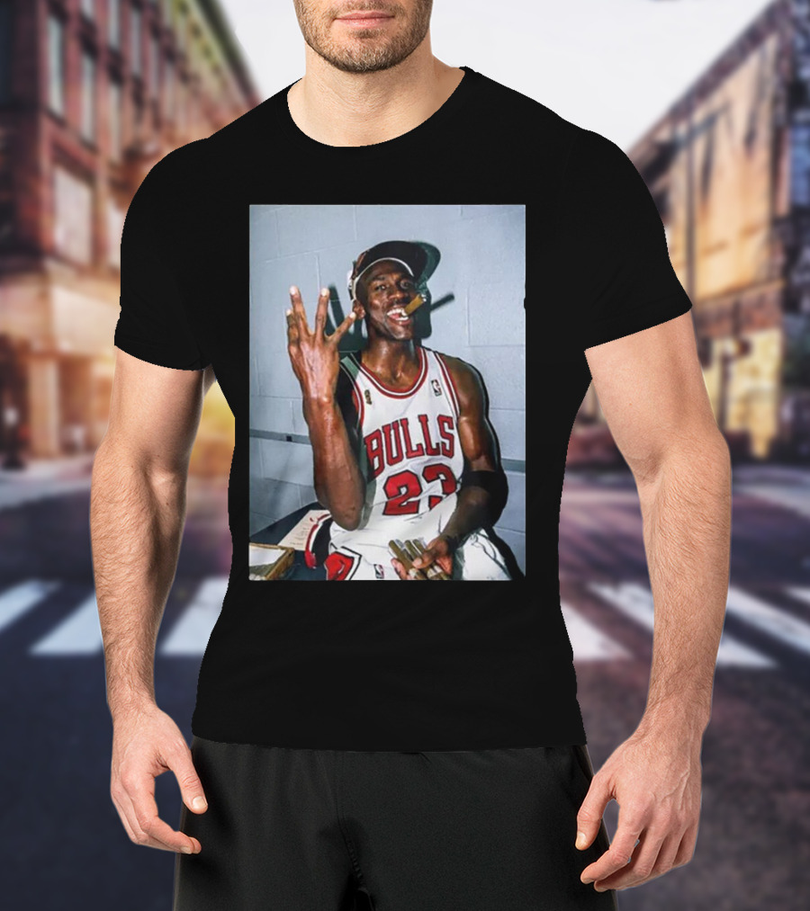 Chicago Bulls 23 Jersey Michael Jordan Cigar Celebration T-Shirt