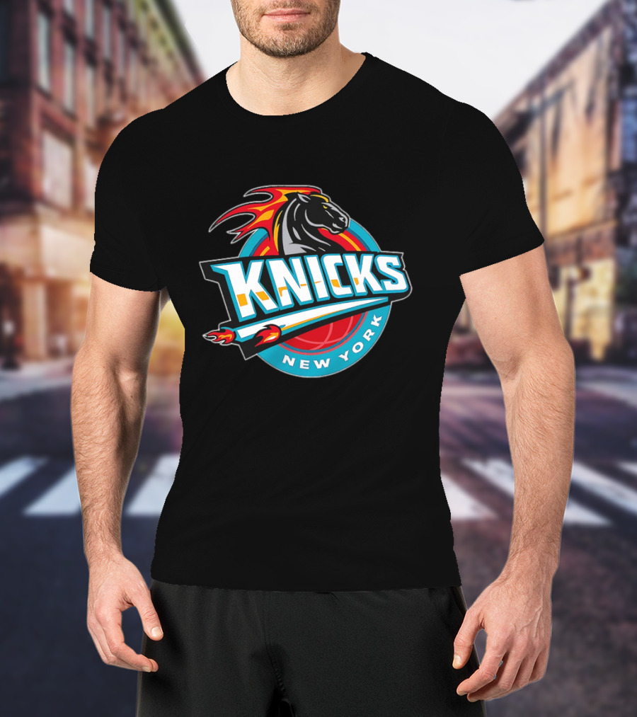 New York Knicks 2025 Horse Emblem With Blue And Red Accents T-Shirt