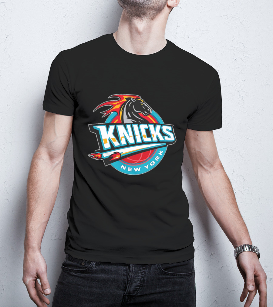 New York Knicks 2025 Horse Emblem With Blue And Red Accents T-Shirt